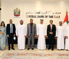 Dilip Asbe, MD & CEO with Hon’ble Governor of Central Bank of UAE, H. E. Khaled Mohamed Balama and his deputies